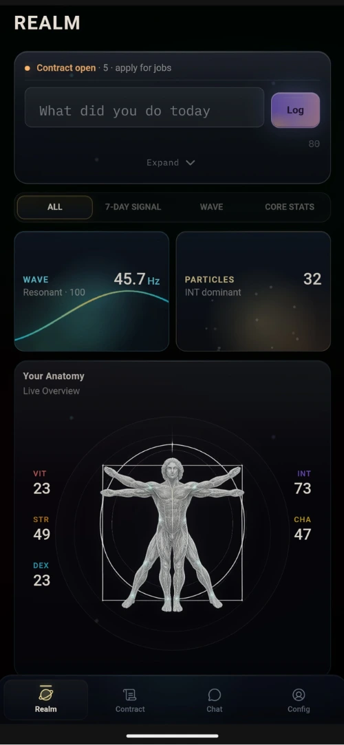 Sigils Realm dashboard